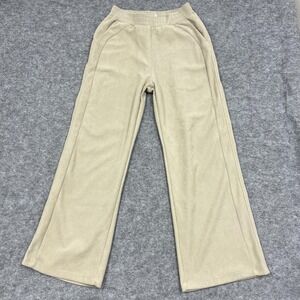 Halara Pants Womens M Beige Wide Leg Corduroy Sweatpants Pull On Casual Preppy